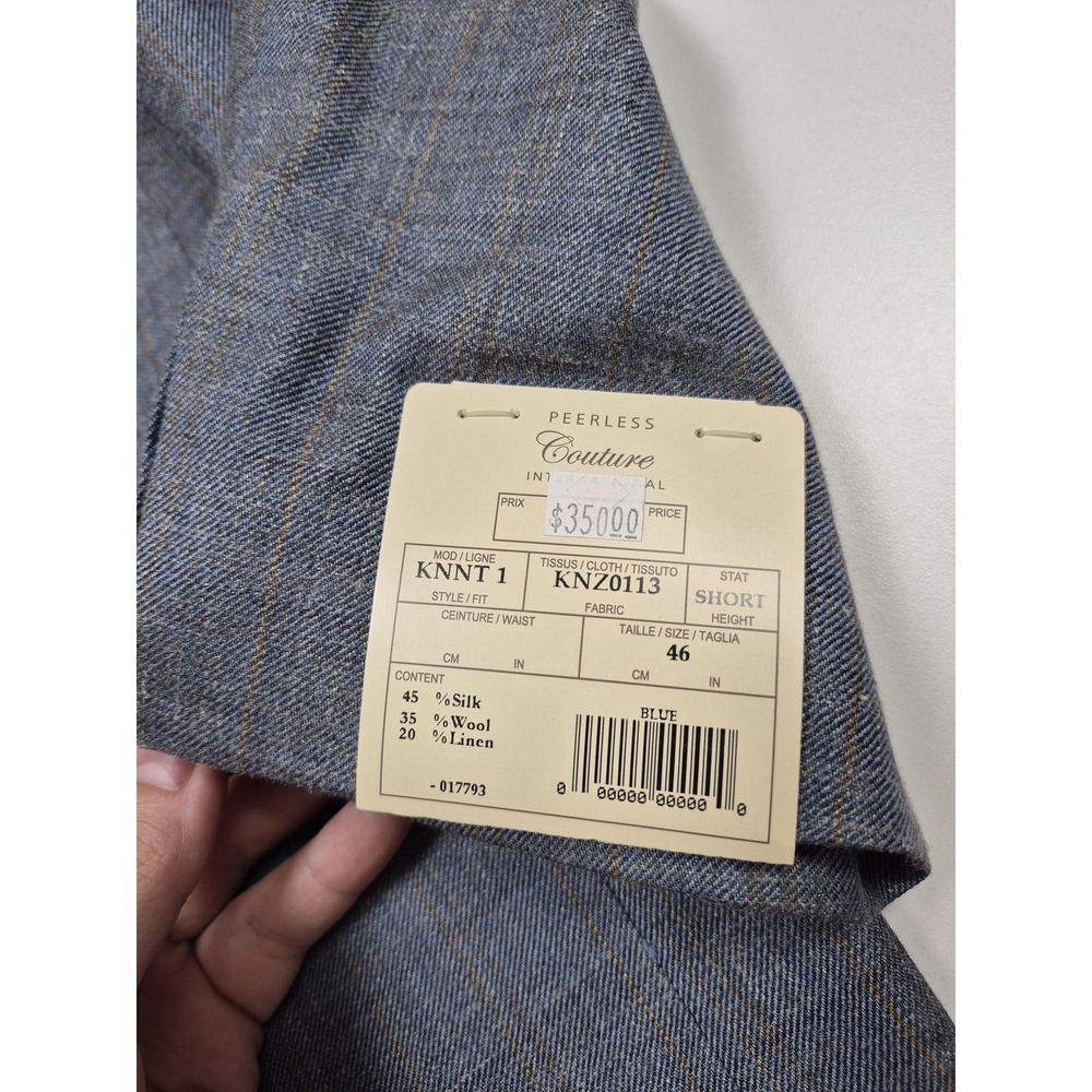 Peerless Couture International Blazer Mens 46 Short Blue Silk Wool Linen NWT - Picture 4 of 12